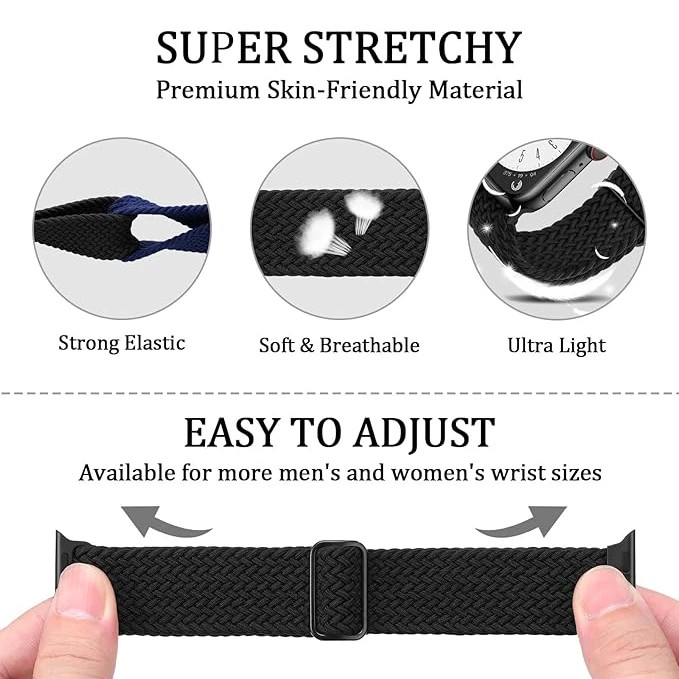 خرید بند سولو (بافت) مدل Braided-B مناسب برای اپل واچ سری 1/2/3/4/5/6/7/8/9سایز 38/40/41 میلی متری ضد حساسیت از دیجی اکسس