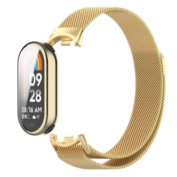 خرید بند میلانس/حصیری استیل مدل Milanese GRDS مناسب برای مچ بند هوشمند شیائومی /۹/۸/Mi Band 10 به همراه کاور