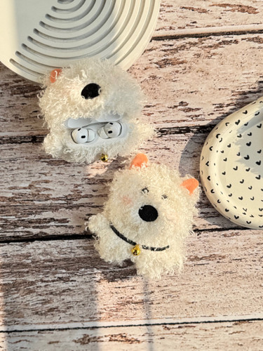 خرید کاور ایرپاد سگ سفید زنگوله دار پشمالو (کدa0202) air pods pro/pro2 Case Cover از دیجی اکسس