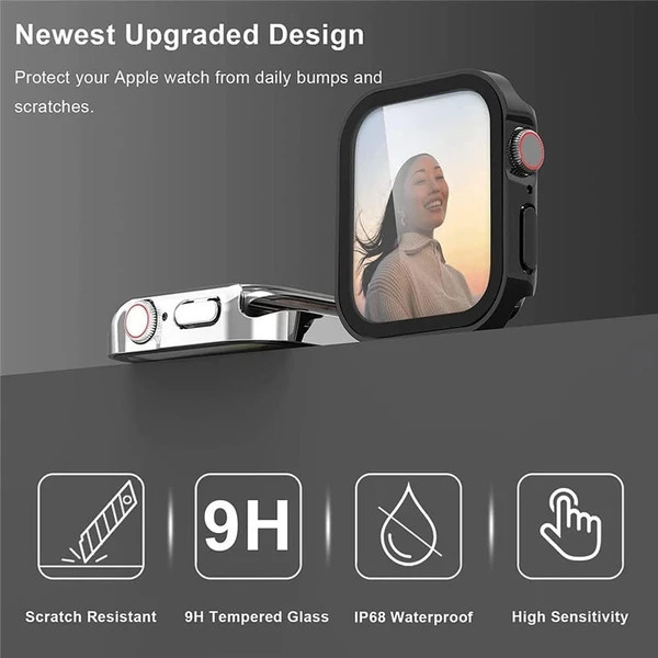 خرید کاور مدل Full-Wm مناسب برای اپل واچ سری se/1/2/3/4/5/6/7/8/9/2021/2023/aluminum case سایز 45 میلی متری به همراه محافظ صفحه نمایش از دیجی اکسس