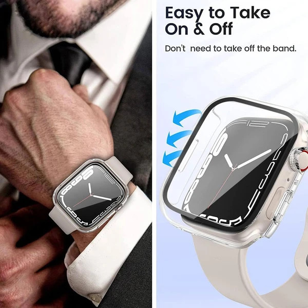 خرید کاور مدل Full-Wm مناسب برای اپل واچ سری se/1/2/3/4/5/6/7/8/9/2021/2023/aluminum case سایز 45 میلی متری به همراه محافظ صفحه نمایش از دیجی اکسس