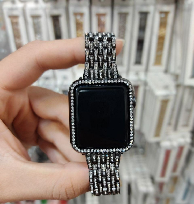 خرید بند مشکی استیل نگیندار Apple Watch 42mm