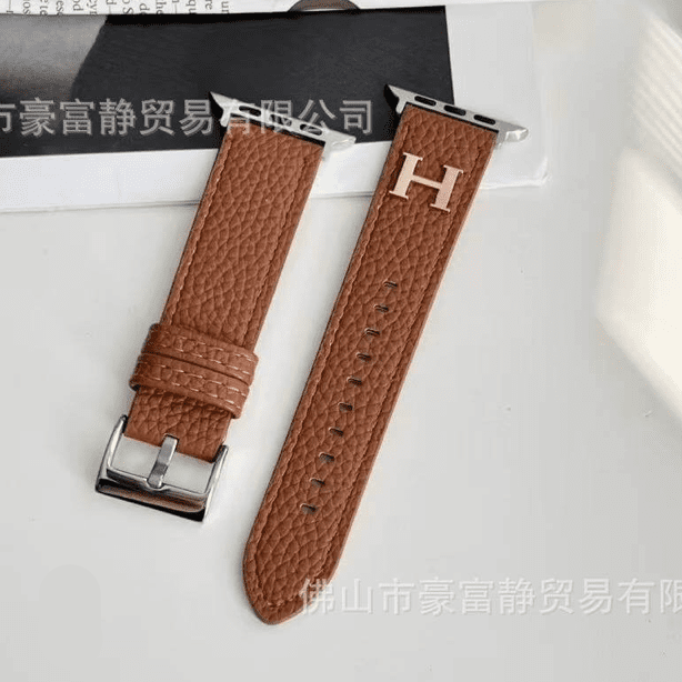 بند چرم قهوهای مدل Hermes برای ساعت اپل