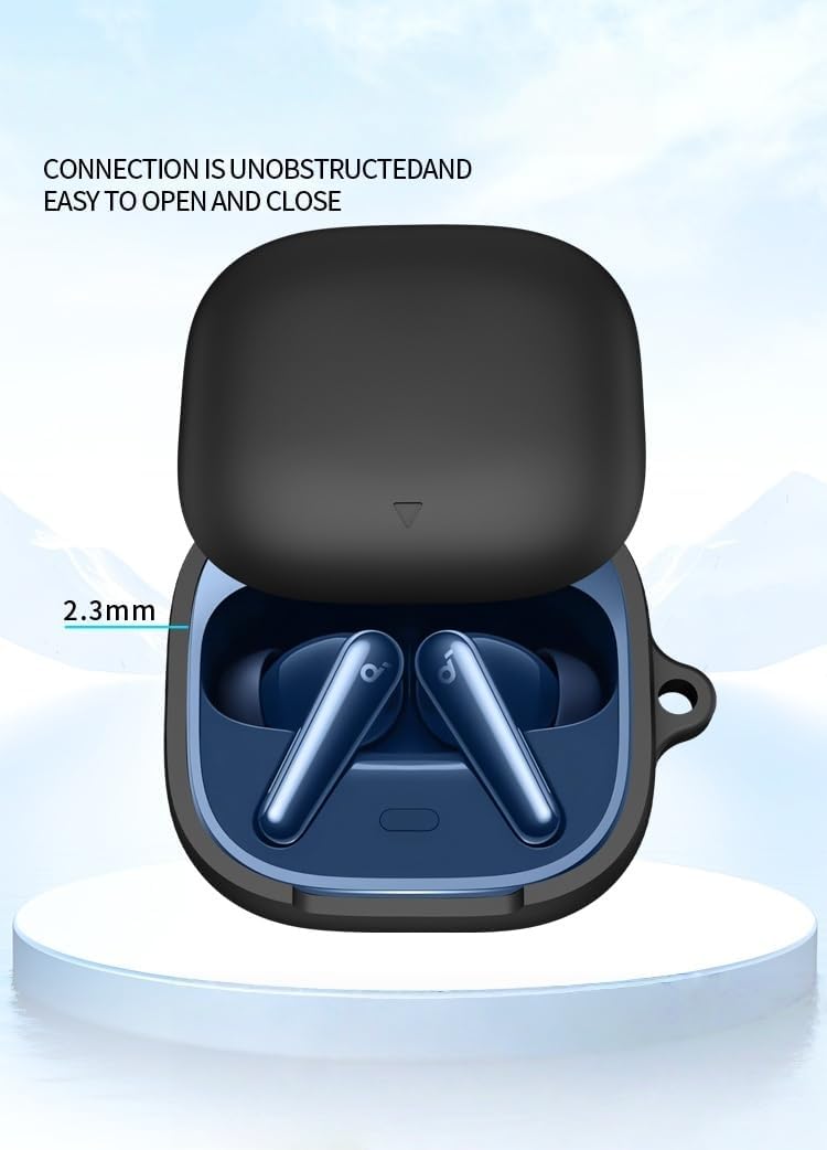 کاور سیلیکونی محافظ کیس هدفون انکر Soundcore Liberty 5 همراه با قلاب کارابین