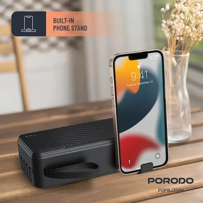 خرید پاور بانک 30000 پورودو Porodo مدل PDPBJ35BK با کابل و چراغ قوه اورجینال